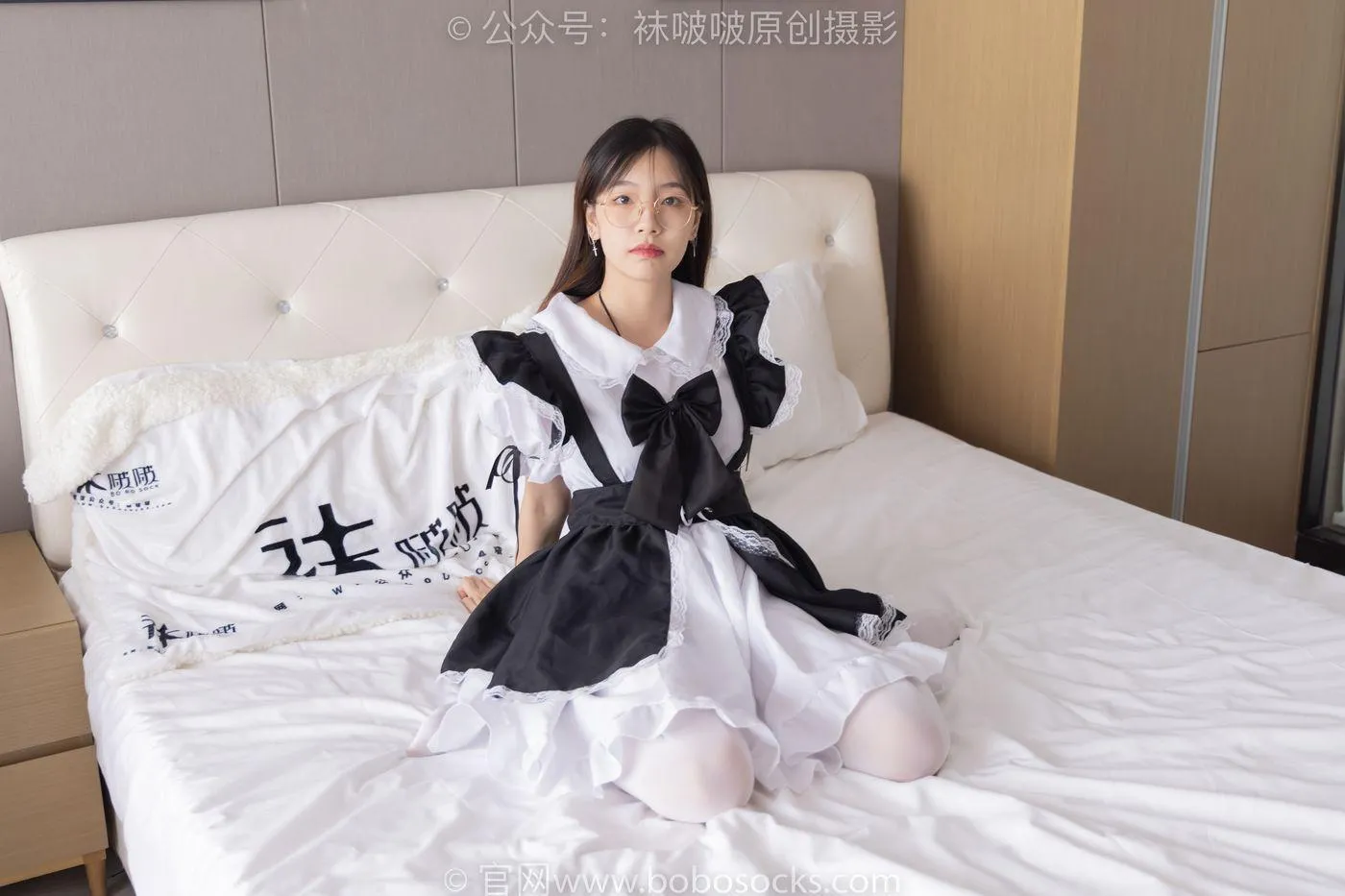 [BoBoSocks袜啵啵]NO.195 小甜豆-黑皮鞋、厚白丝、女仆装 [135P]插图5